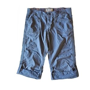 Aventura Cargo Capri Pants Women's Sz 8 100% Organic Cotton Roll Tab Cuffs